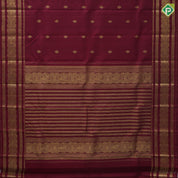Beetroot red gold zari fancy round butta self gold zari peacock round butta border traditional silk saree
