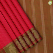 Tomato red with thread work checks design mehndi green gold zari mango butta border traditional silk saree