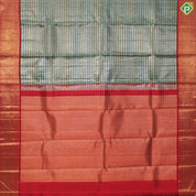 Bottle Green Silver And Gold Zari With Red Color Border Traditional Silk Saree