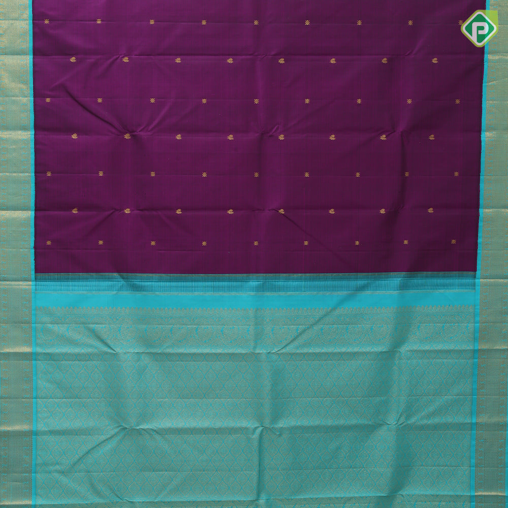 Dark Magenta Gold Zari Peacock Butta Design Rexsona Green Peacock Mayilkan Border Design Traditional Silk Saree