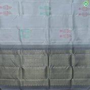 Gray Color Meena Work Parrot Design Border Less Trendy Silk Saree