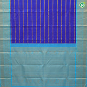 Royal Blue Gold Zari Ruthracham Line Design Aqua Blue Peacock Manga Bavanji Border Design Traditional Silk Saree