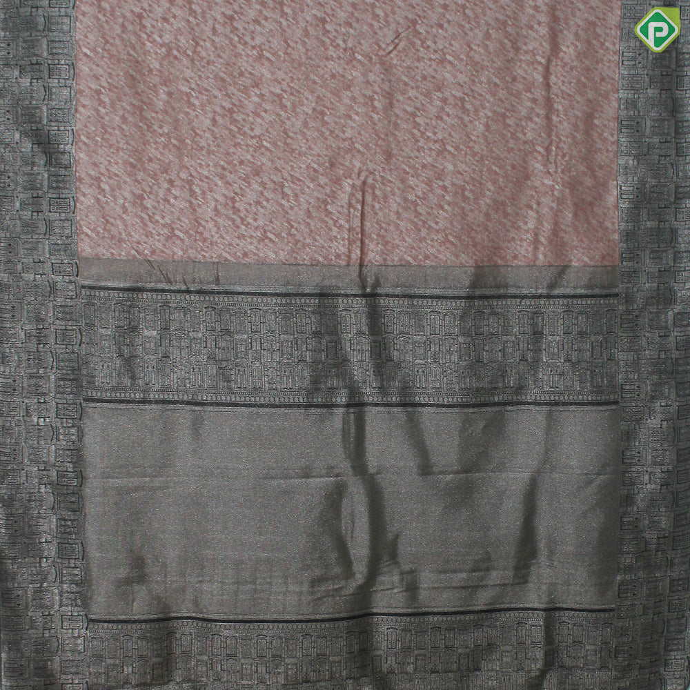 Dusty Pink silver Zari With Black Color Fancy trendy Silk Saree
