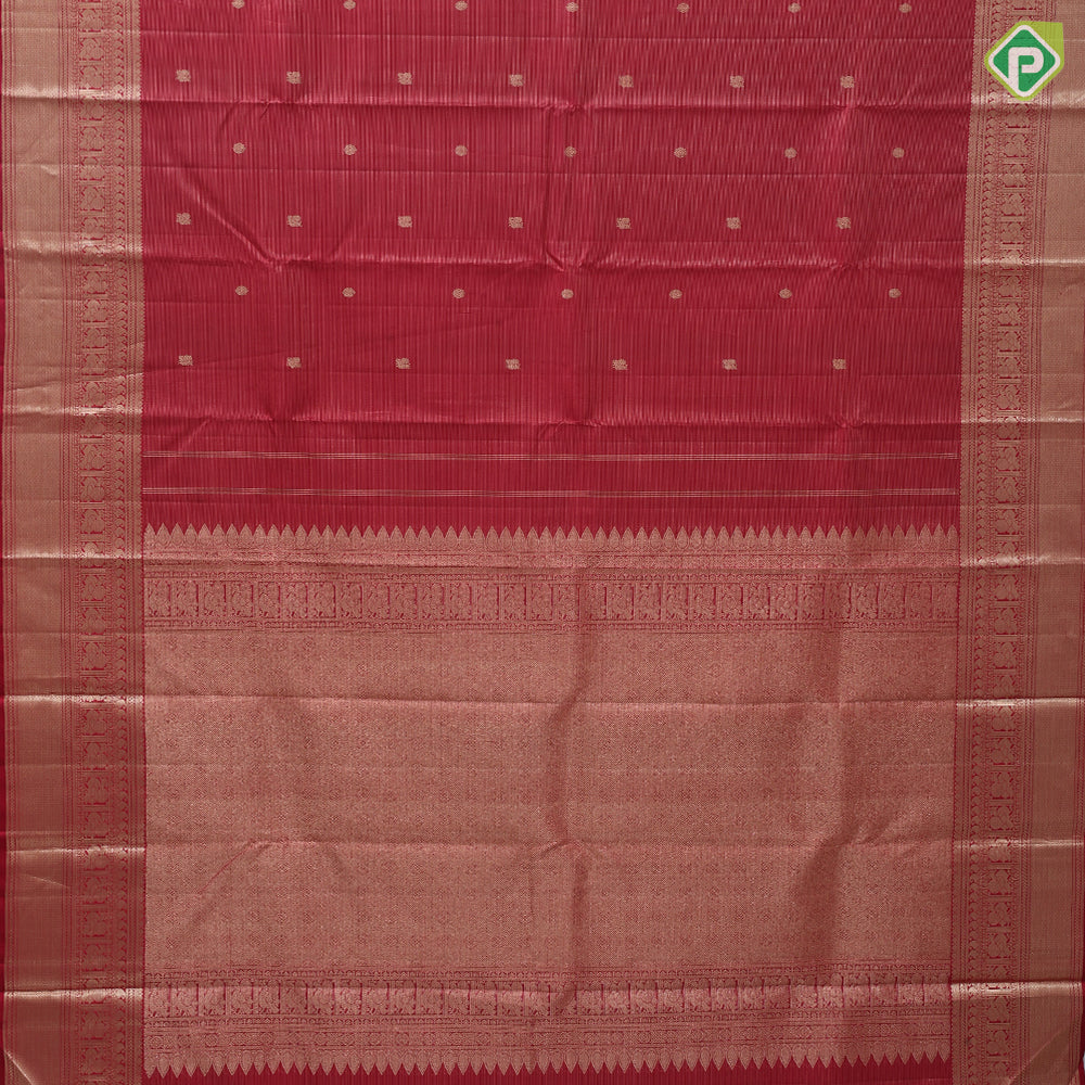 Red Gold Zari Vairaoosi Peacock Chagaram Butta Design Self Colour Mango Peacock Mayilkan Border Design Traditional Silk Saree