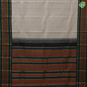 Cream White Thread Checked Design Block Colour Ruthracham Vairaoosi Lines Border Design Traditional Silk Saree