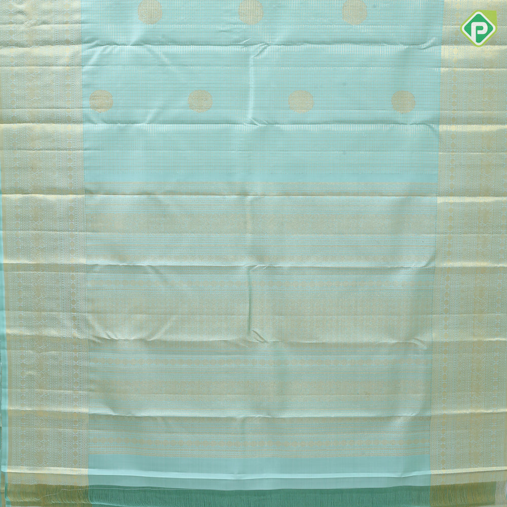 Manthulir green gold zari vairaoosi checks self gold zari multi design lines border traditional silk saree
