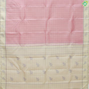 Rose Pink Checks With Creamy White Border Traditional Silk Saree