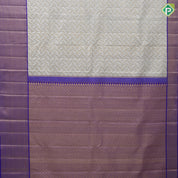 Silver Gray Gold Zari Floral Design Purple Colour Mayilkan Border Design Trending Fancy Silk Saree