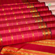 Dusty Peach Pink Gold Zari Lines Border Pure Traditional Silk Saree