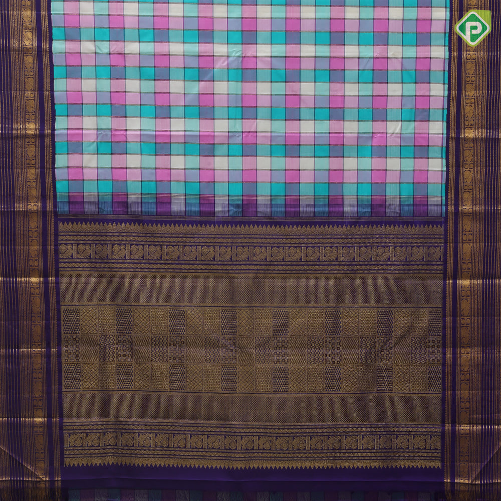 Multi color Paalum Pazhamum zari kattam Design royal blue gold zari multi design lines border traditional silk saree