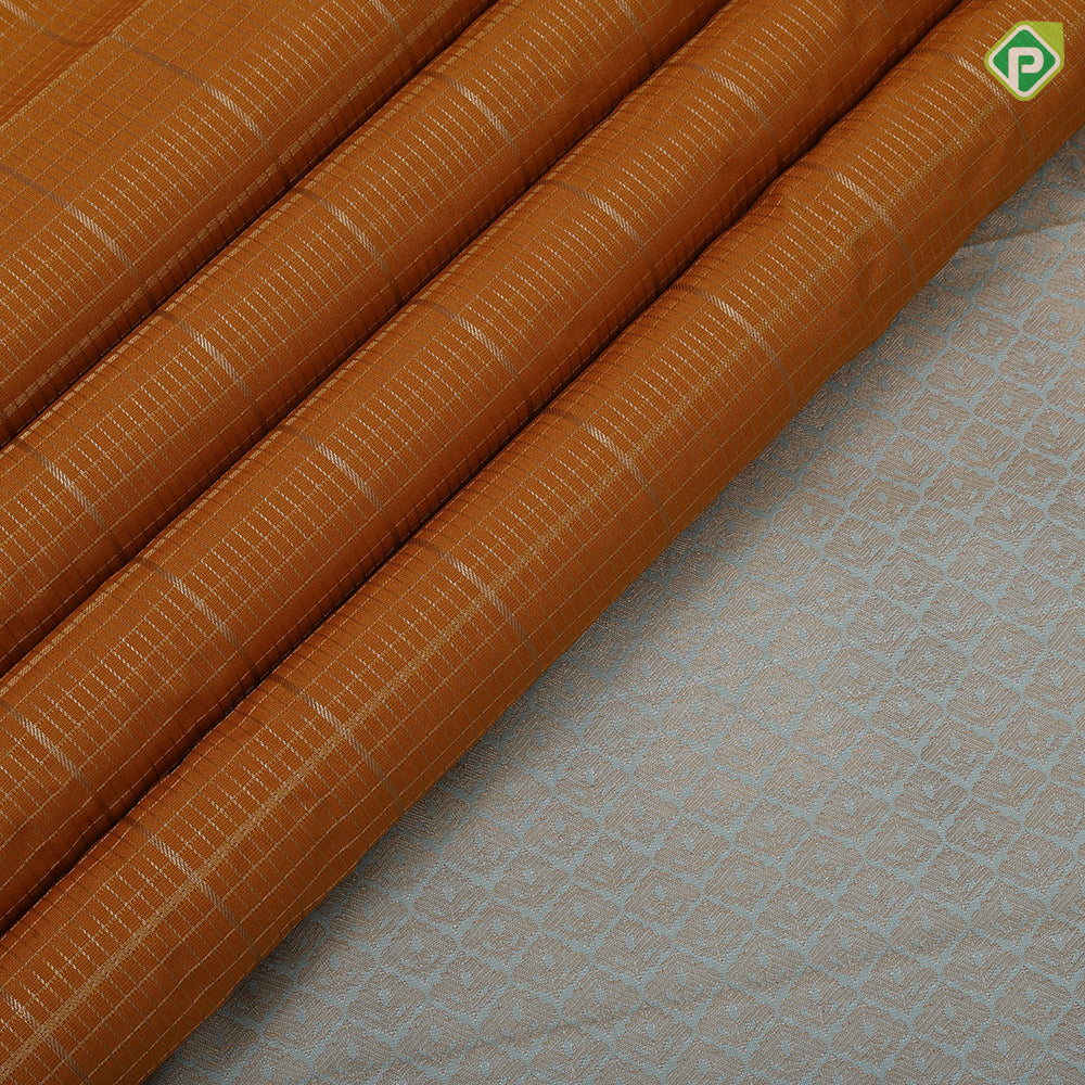 Mustard yellow gold zari checked window panel design mint green gold zari mango butta border art silk saree