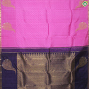 Pink Color Self With Peacock Motif Edge Cross Line Border Traditional Silk Saree