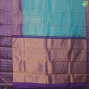 Peacock Blue Gold Zari Line Border Traditional Silk Saree