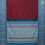 Maroon Zero Zari Veldhari Design Rama Green Peacock Elephant Border Design Traditional Silk Saree