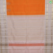 Honey orange thilagam butta meena work padded cream white border retro traditional silk saree