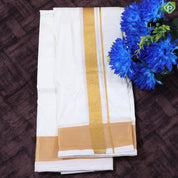 Cream White Gold Zari Border 8 Muzham 120Kuligai Asha Silk Dhoti