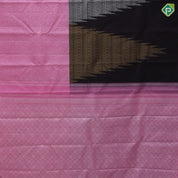 Dark brown silver gold zari temple tower baby pink silver zari mole design half and half concept exclusive silk saree