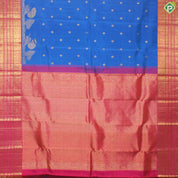 Royal Blue Silver Gold Zari Contrast Pink Multi Line Border Trendy Designer Silk Saree