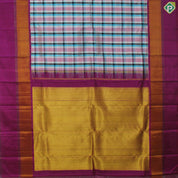 Multi Color Checked Gold Zari With Pink Vaira Oosi Lines Border Traditional Silk Saree