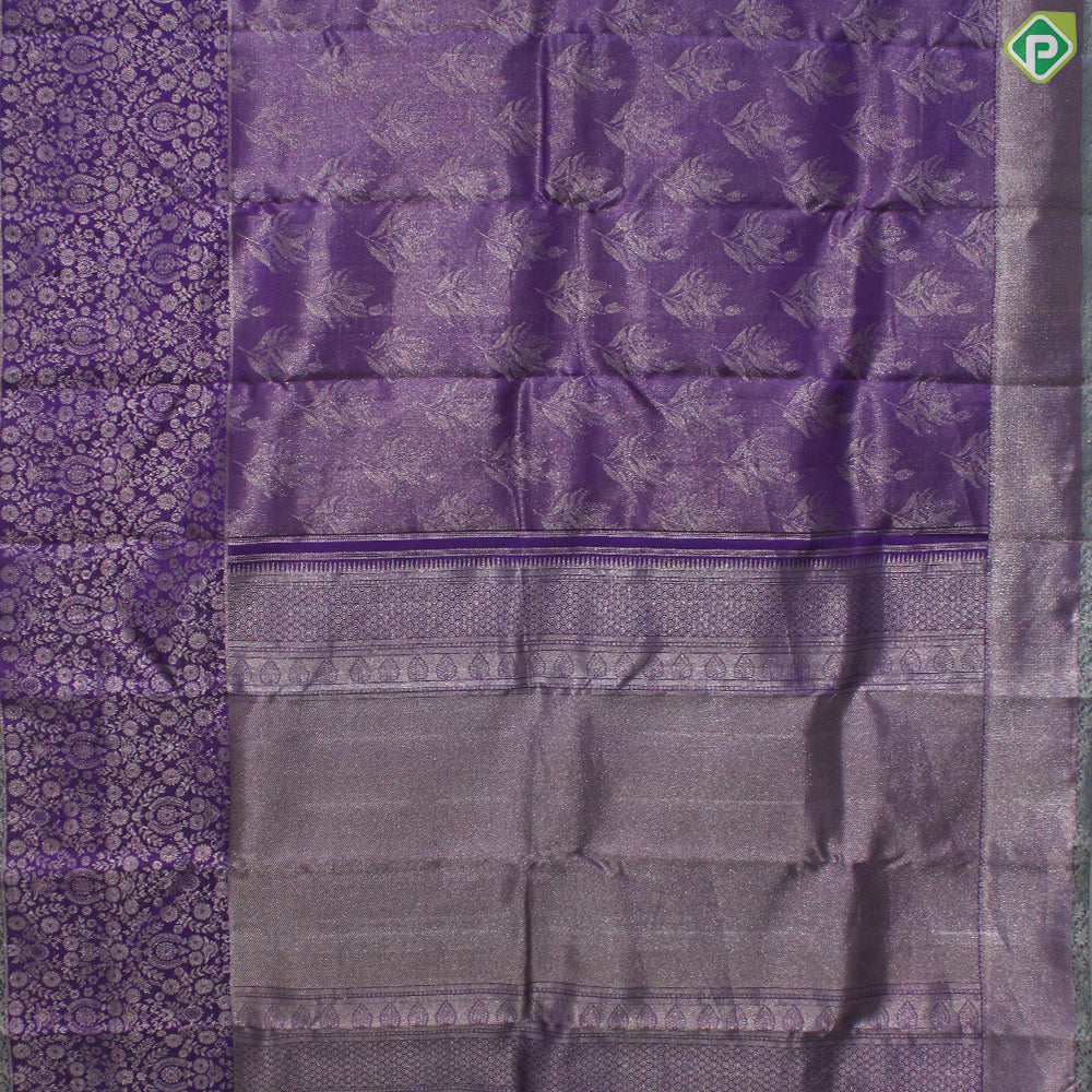 Magenta Color Silver Zari With Self Color Border Tissue Traditional Silk Saree