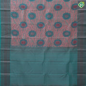 Mint green base sunflower and cloud design rama green copper zari border trendy designer silk saree