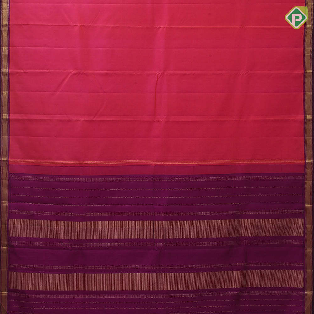 Red full body plain weaved maroon gold zari bavanji edge border plain traditional vintage silk saree