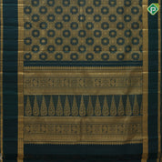 Olive green gold zari grand butta filled checks design self gold zari bentex border bridal silk saree