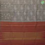 Antique gold sage green subtle cloud motifs gold tissue weave vintage floral tulip border European tulip inspired signature silk saree