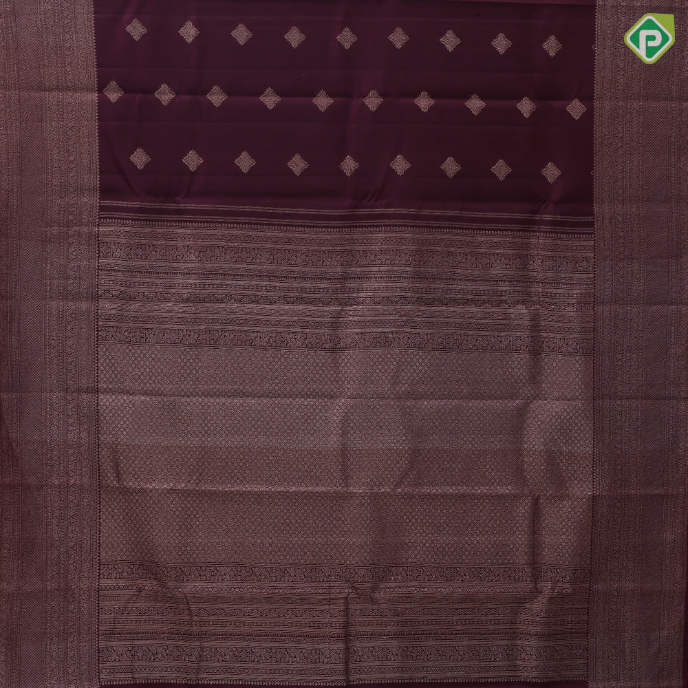 beetroot maroon neem zari flower butta design self zari multi design lines border traditional silk saree