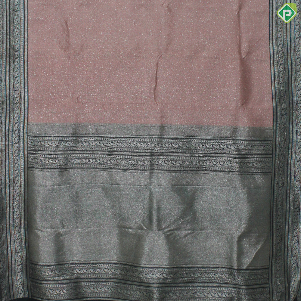 Dusty Pink Silver Zari With Block Color Silver Zari Border Fancy Trendy Silk Saree
