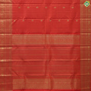 Fanta orange gold zari checked rudraksham kandapiranda butta self multi lines border vintage traditional silk saree
