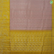 Peach Pink Silver Zari With Yellow Color Fancy Trendy  Silk Saree