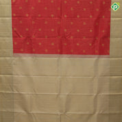 Candy apple red  gold  zari peacock checks  design milk white mango ruthratcha mayilkon border design traditional silk saree