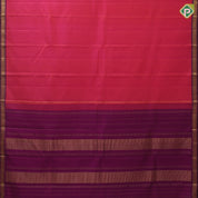 Orangish pink full body plain purple with gold zari bavanji edge border plain traditional vintage silk saree