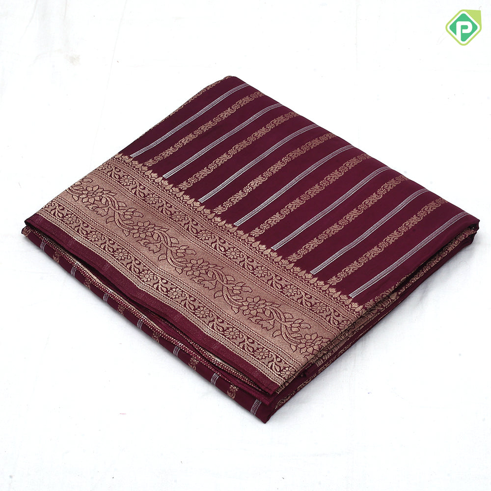 Dark color silver gold zari stripes design self rangoli border banaras style trending fancy saree