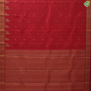 tomato red gold zari vairaoosi kattam annam chakram butta self gold zari mayilkan edge border Koorai silk saree