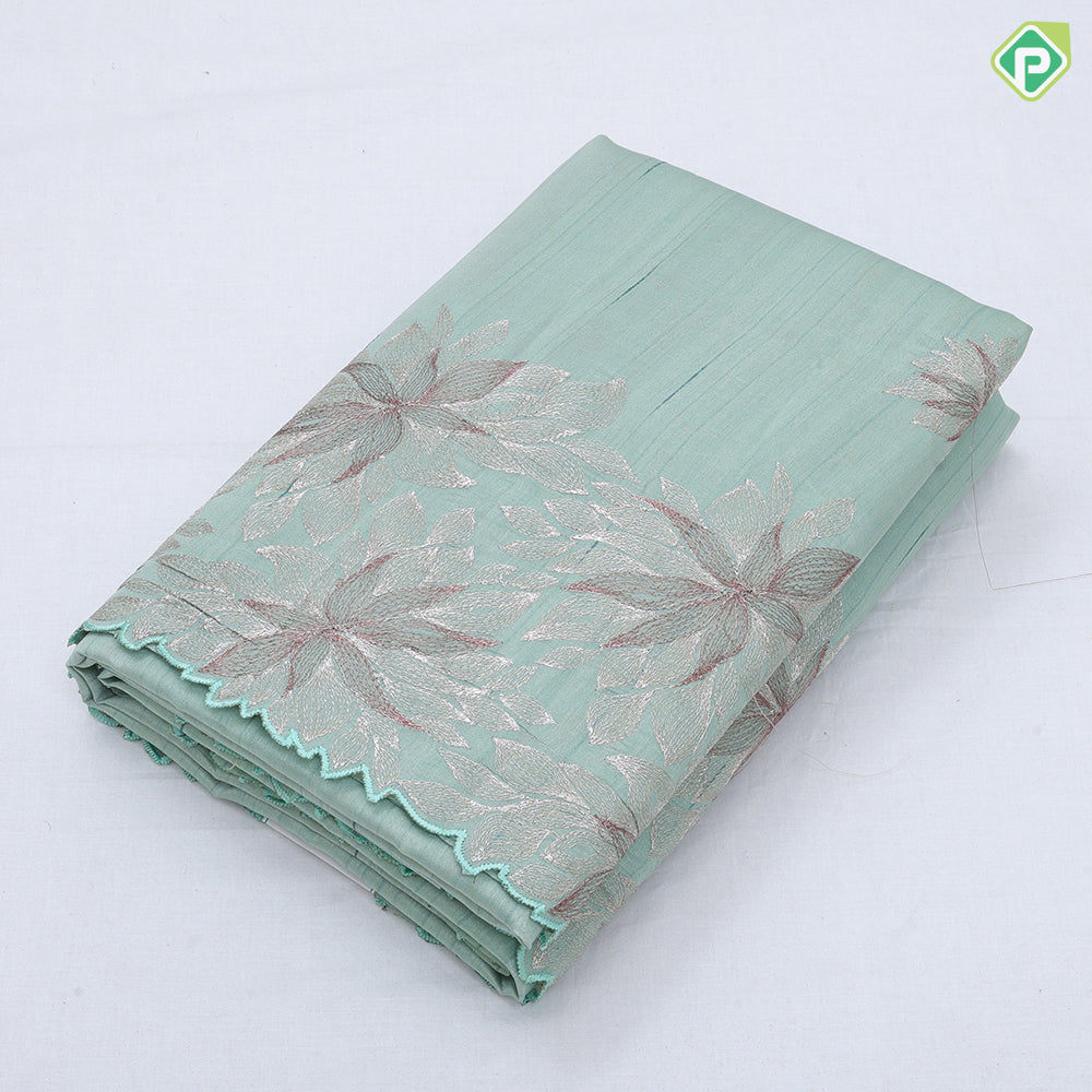 Raspberry pink silver zari fancy flower butta self color big floral embroidered border trending fancy saree