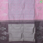 Baby Pink Thread Work With Self Color Silver Zari Flower Border Fancy Trendy Silk Saree