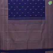 Indigo blue copper zari diamond mango butta self copper zari rangoli border traditional silk saree