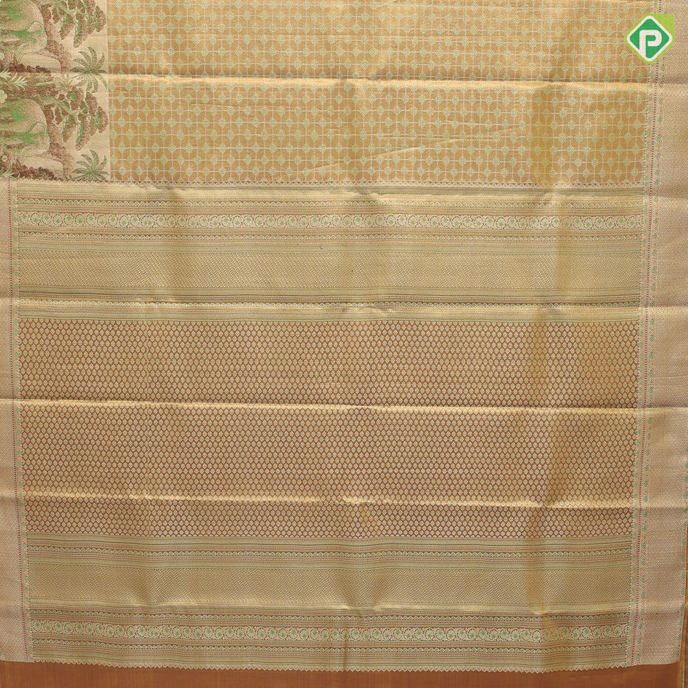 Mint Green gold zari checks thread work design self tropical design border trendy tissue silk saree