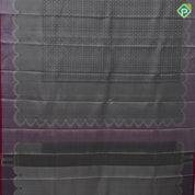 Black Colour Silver Zari Floral Design Rani Pink Mayilkan Border Design Luxury Black Silk Saree