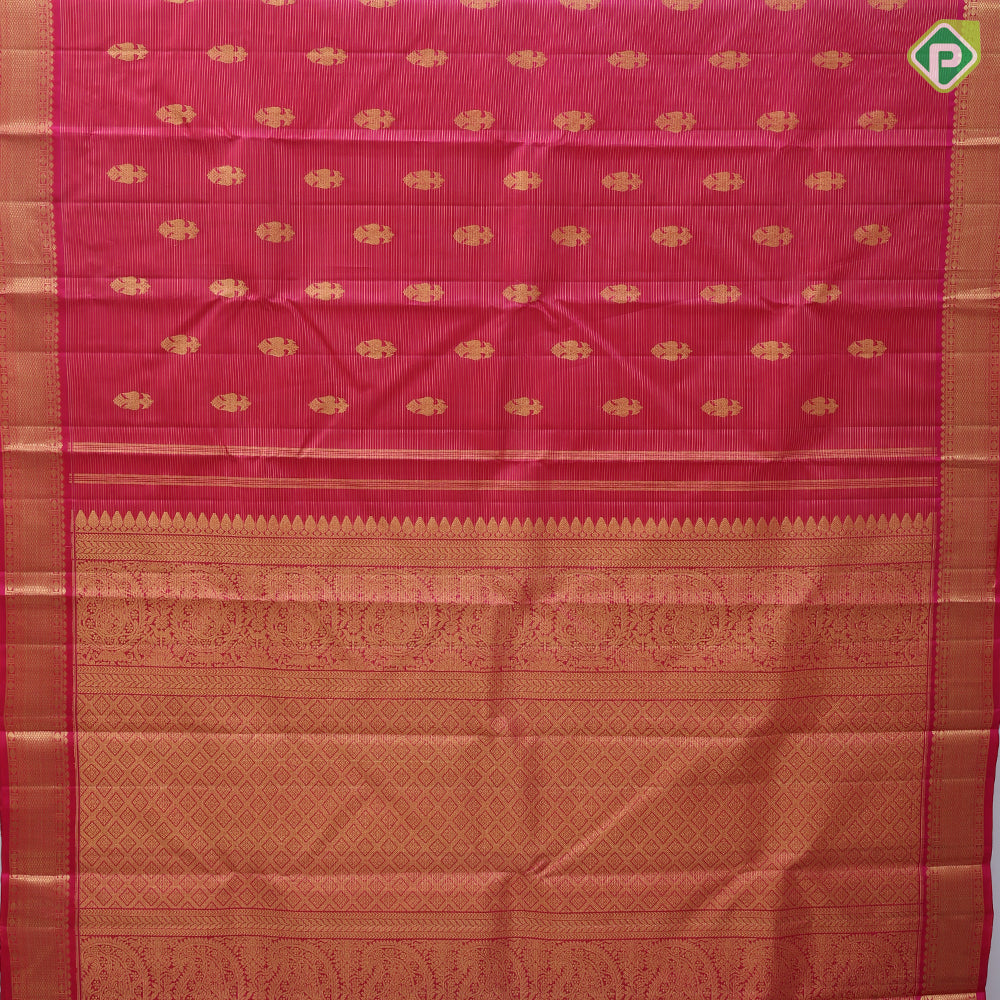 Rani Pink Gold Zari Vairaoosi Gandaberunda Design Self Colour Mayilkan Ruthracham Border Design Traditional Silk Saree