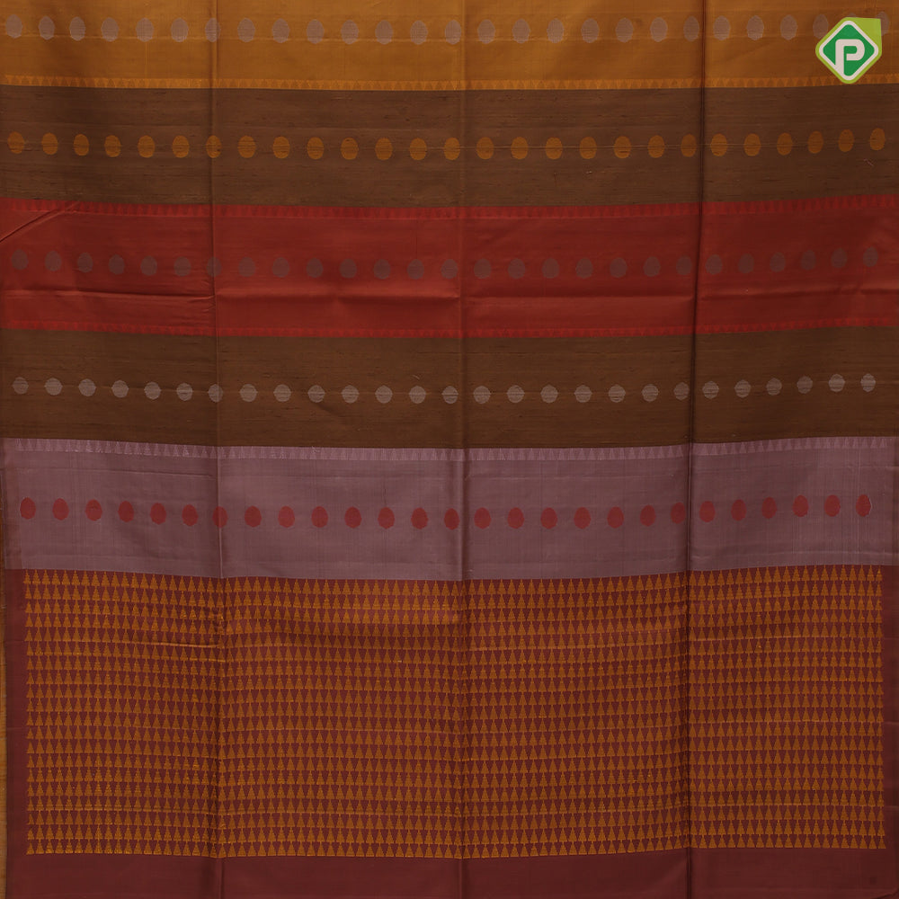 Tri color designed partial lines design borderless color full pallu soft silk saree