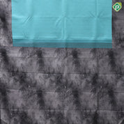 Sea foam green silver zari spider net and dots elephant grey wind design border signature trendy designer silk saree