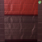 Honey Orange silver copper zari grand floral design chocolate brown rangoli design border grand silk saree