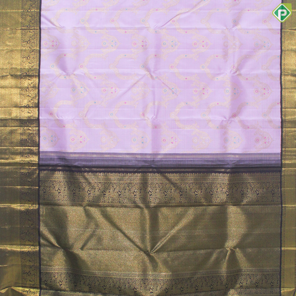 Baby Pink Gold Zari Necklace Design Deer Butta Border Exclusive Grand Bridal Silk Saree