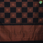 Black Colour Gold Zari Square Design Border Less Luxury Black Silk Saree