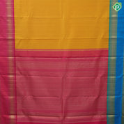 Mango yellow plain body paalum pazhamum gold zari border retro traditional silk saree
