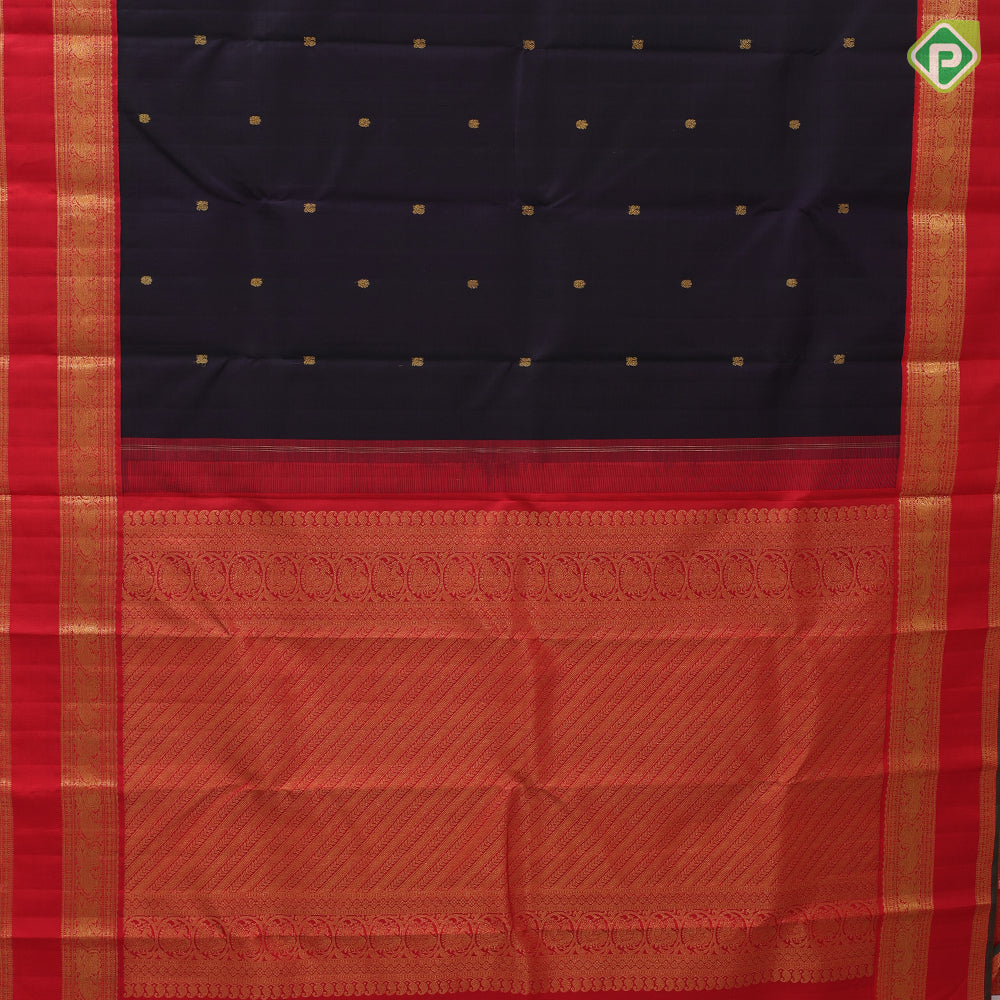 Grape brown gold zari annam rudraksham butta motifs chilly red gold zari peacock butta lines retta pett border traditional retro silk saree