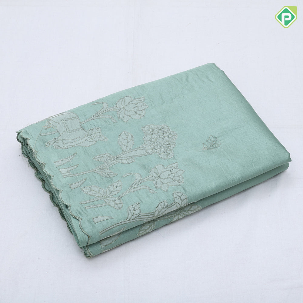 Tusser style plain body Embroidery border design fancy cotton saree